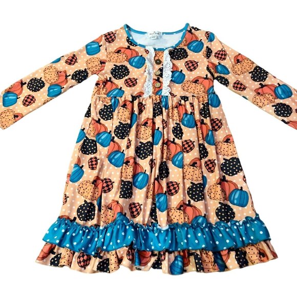 Marie Nicole Dress Girls XXXXL (8) Used Pumpkin Fall Thanksgiving Halloween - Picture 4 of 9